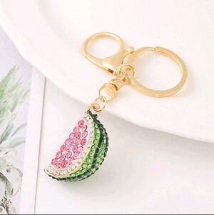 NWT Watermelon Slice Keychain with Rhinestones Bag Charm